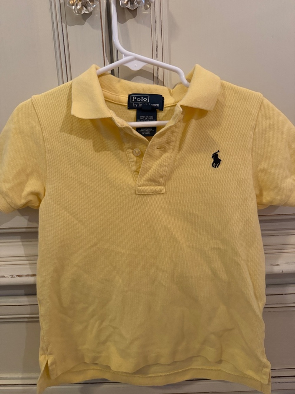 Polo by Ralph Lauren Boys Light Yellow Short Sleeve Polo with Navy Pony